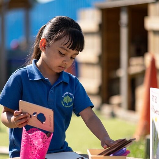 Elmhurst school student drawing outside compressed